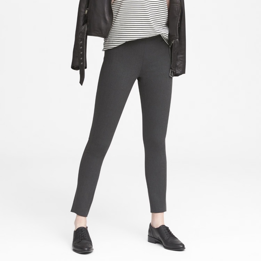 Banana Republic Devon Legging-Fit Stretch Ankle Pant Ponte, Heather Gray